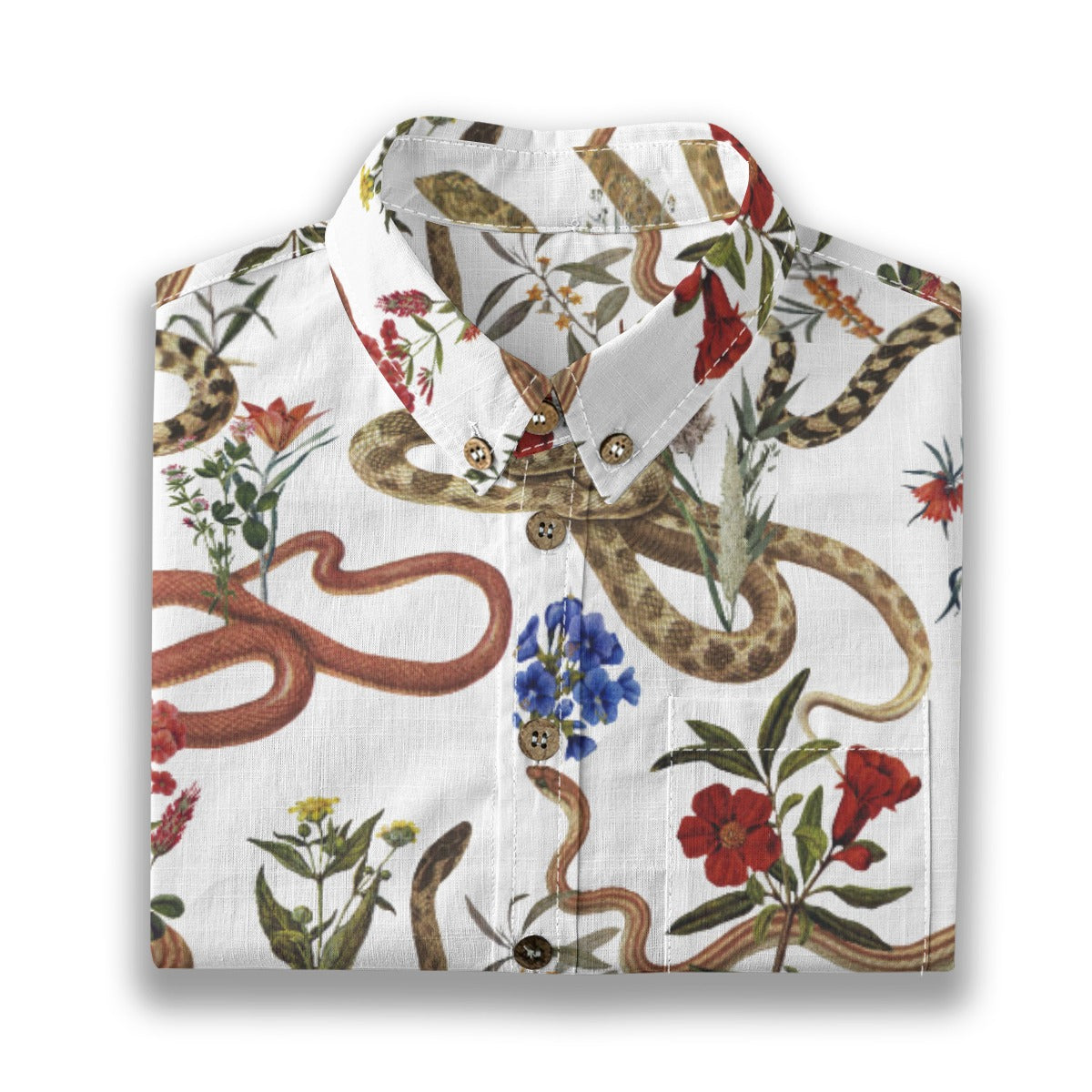 Snake and Flower Shirt in White