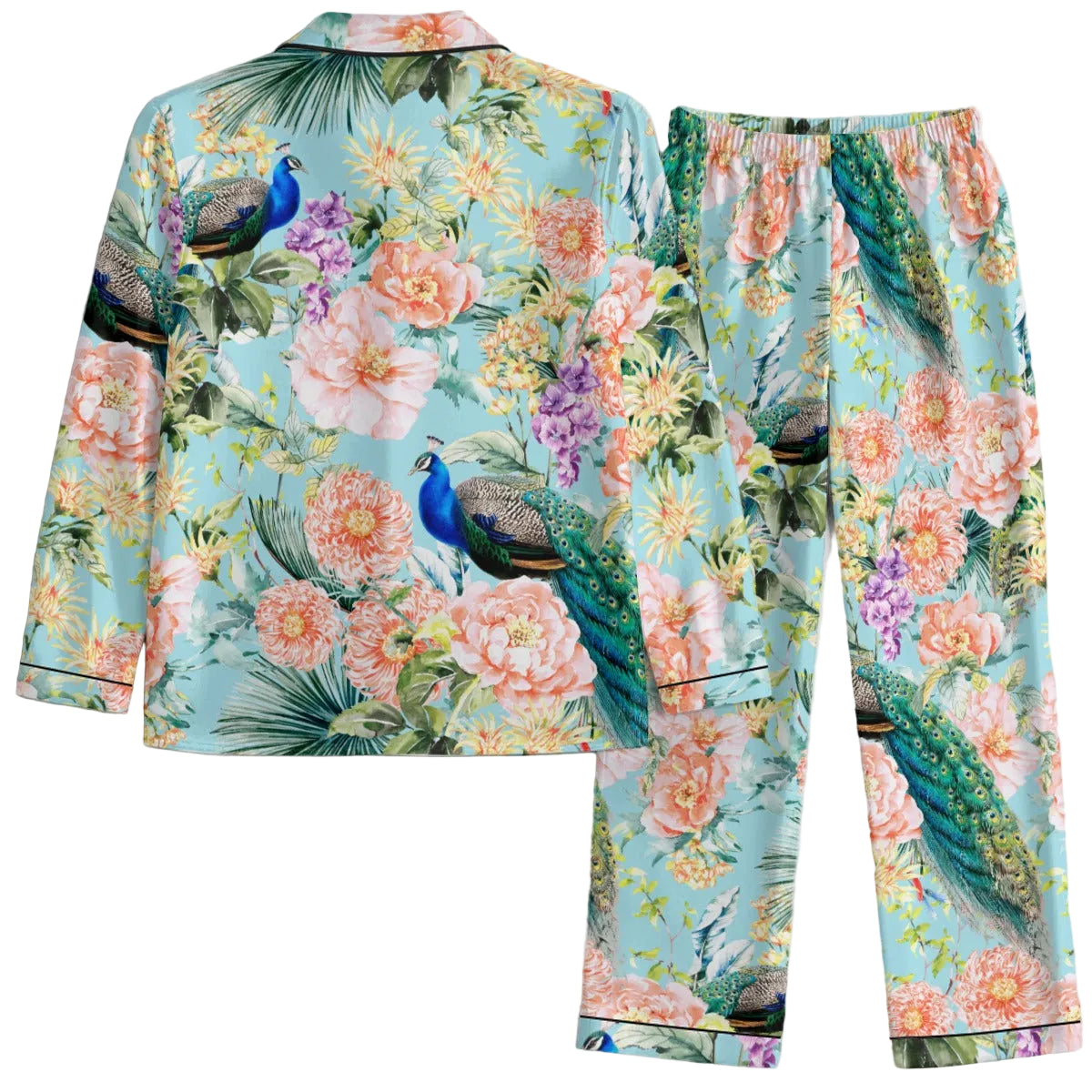 Back of Peacock and Peony Pyjama Set