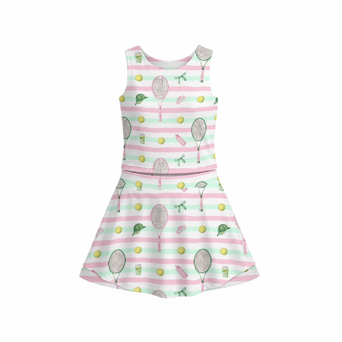 Pink and Mint Stripe Tennis Essentials Girls Set