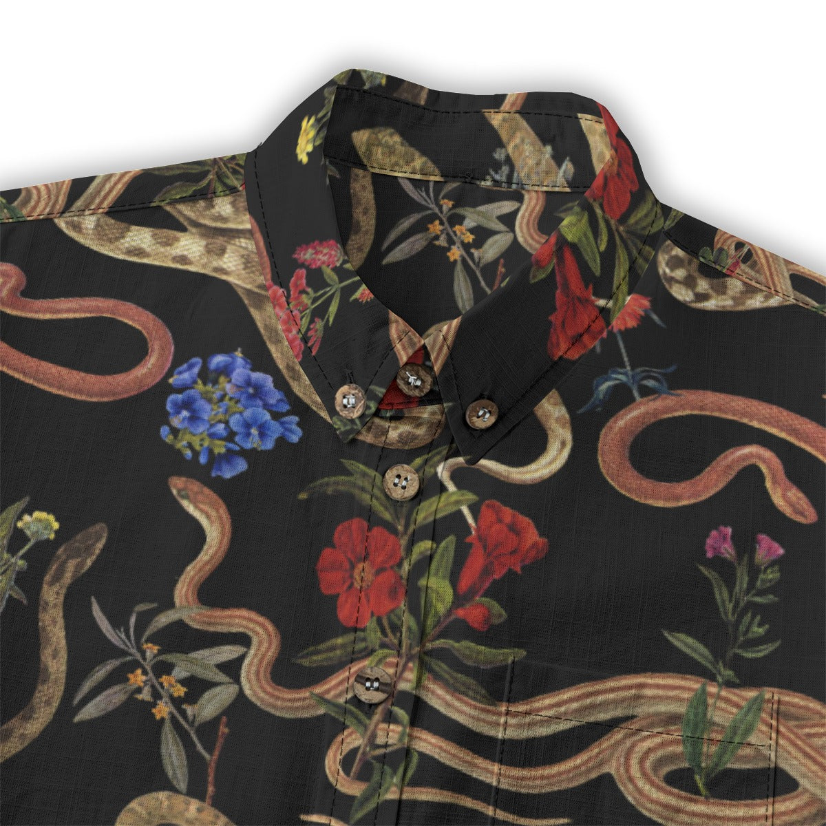 Snake and Flower Shirt in Black
