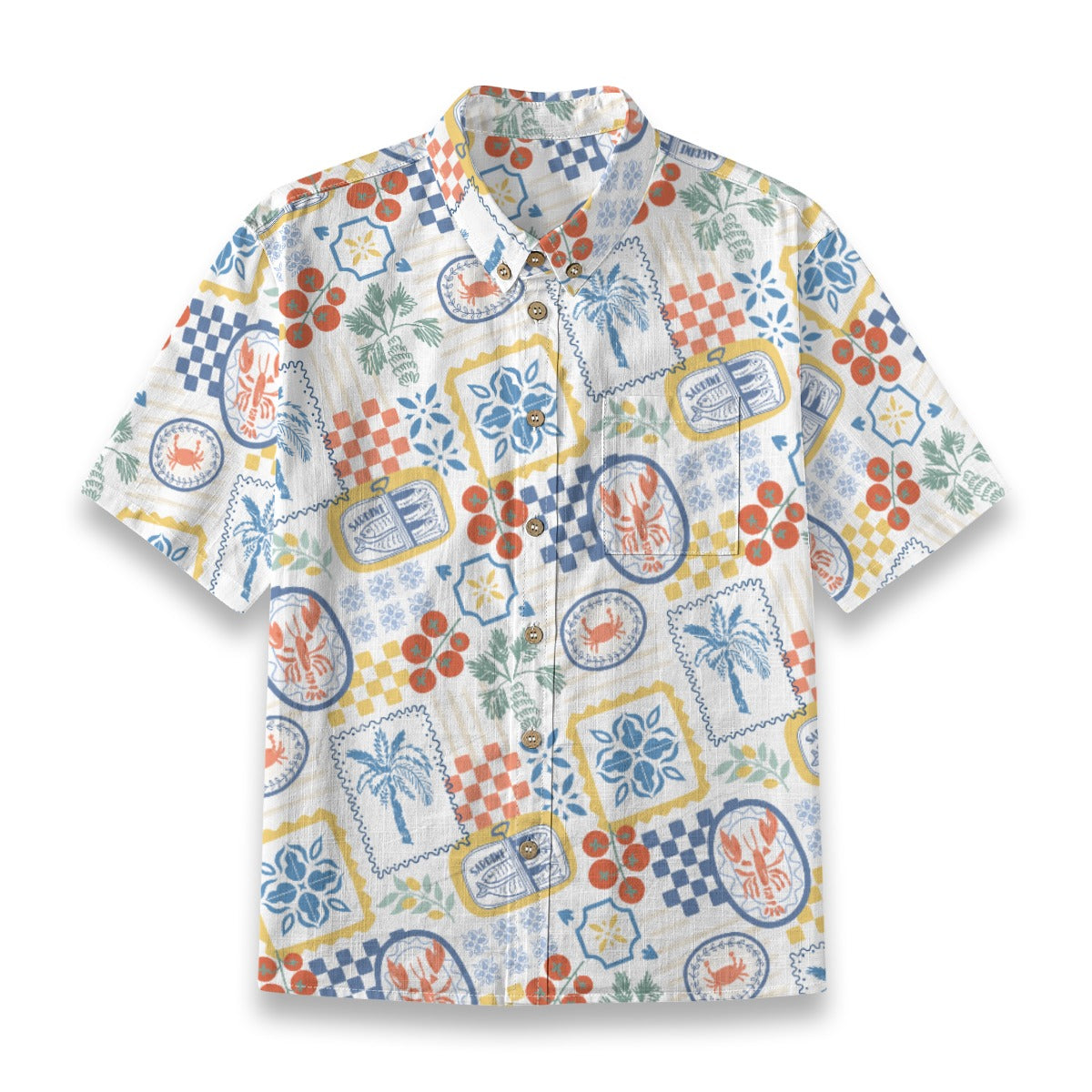 Colorful patterned shirt on a white background