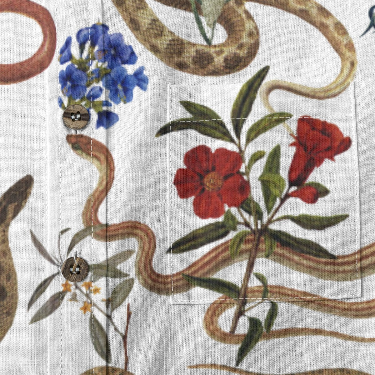 Snake and Flower Shirt in White