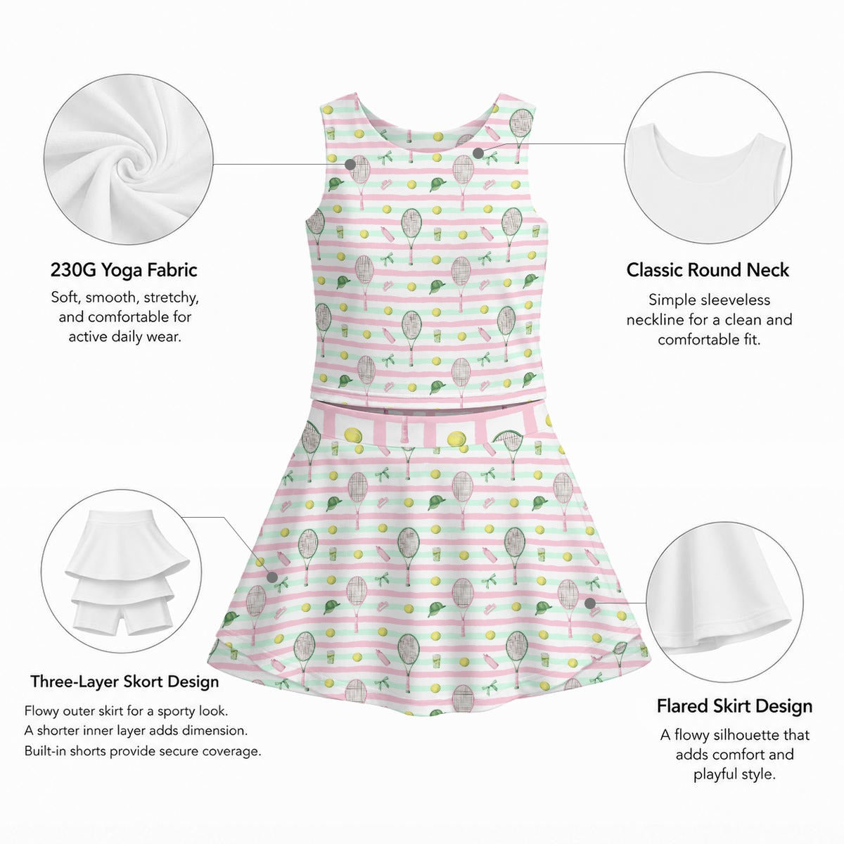 Pink and Mint Tennis Girls Set