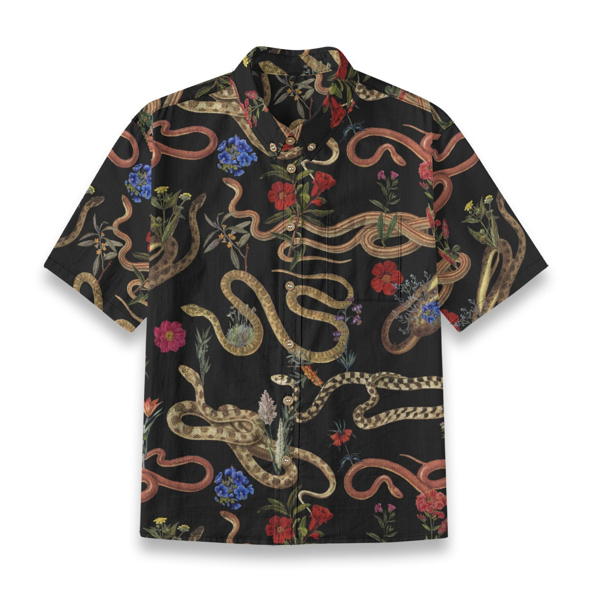 Snake and Flower Shirt in Black