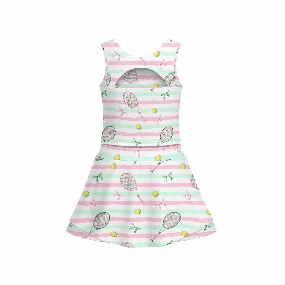 Pink and Mint Stripe Girls Tennis Set