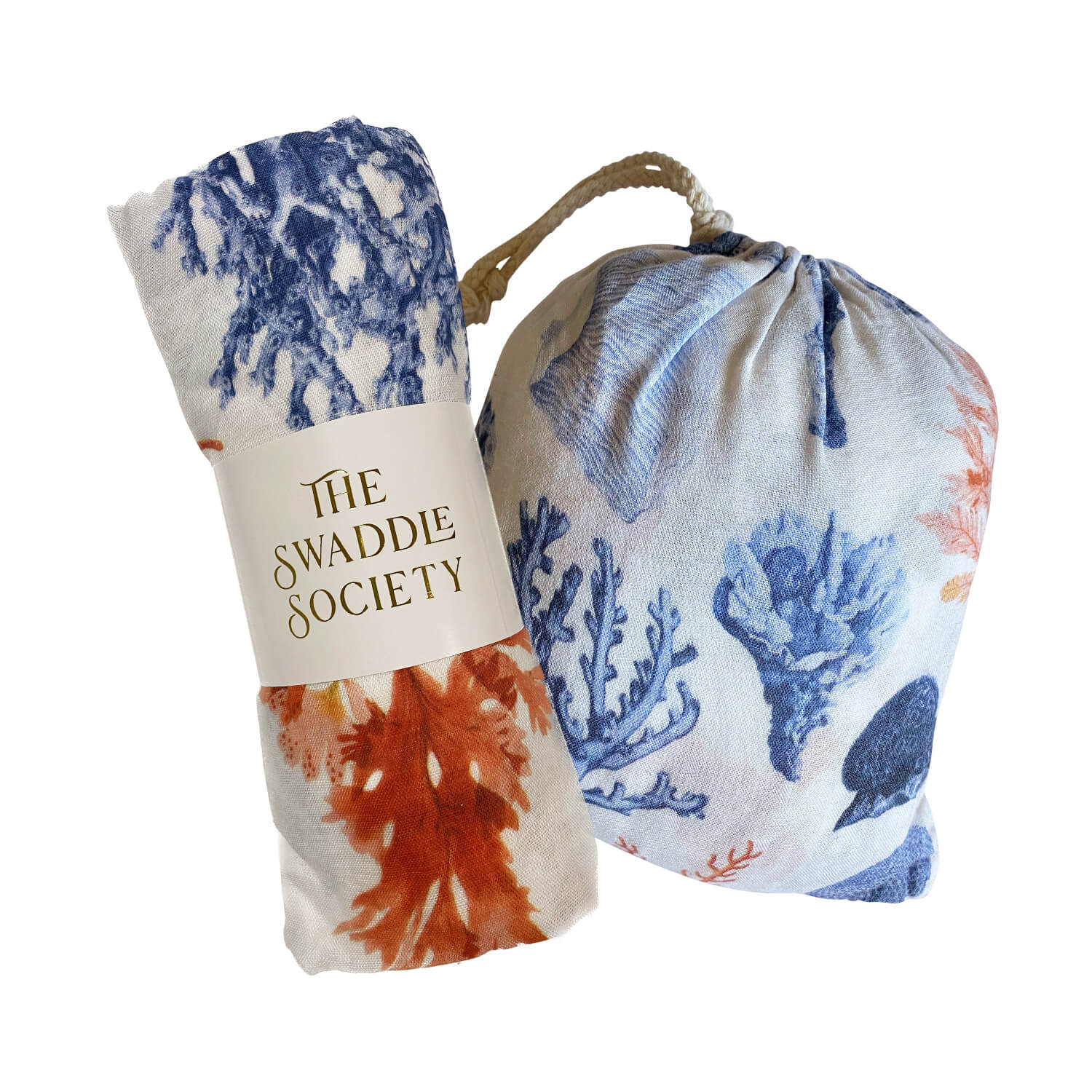 Coral Swaddle and Cot Sheet Bundle